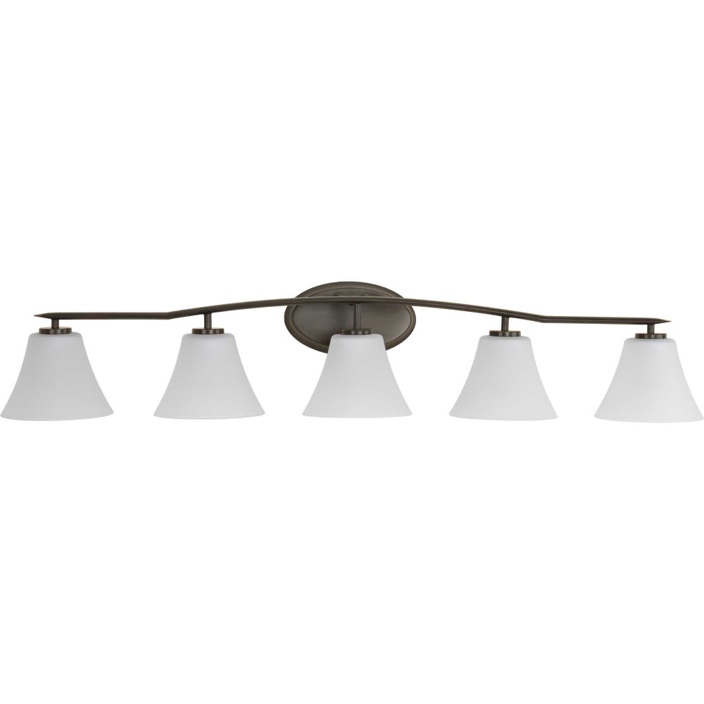 Progress Lighting-P2016-20W-Bravo - 5 Light in Modern style - 46.25 Inches wide by 8.88 Inches high Antique Bronze  Brushed Nickel Finish with Etched Glass