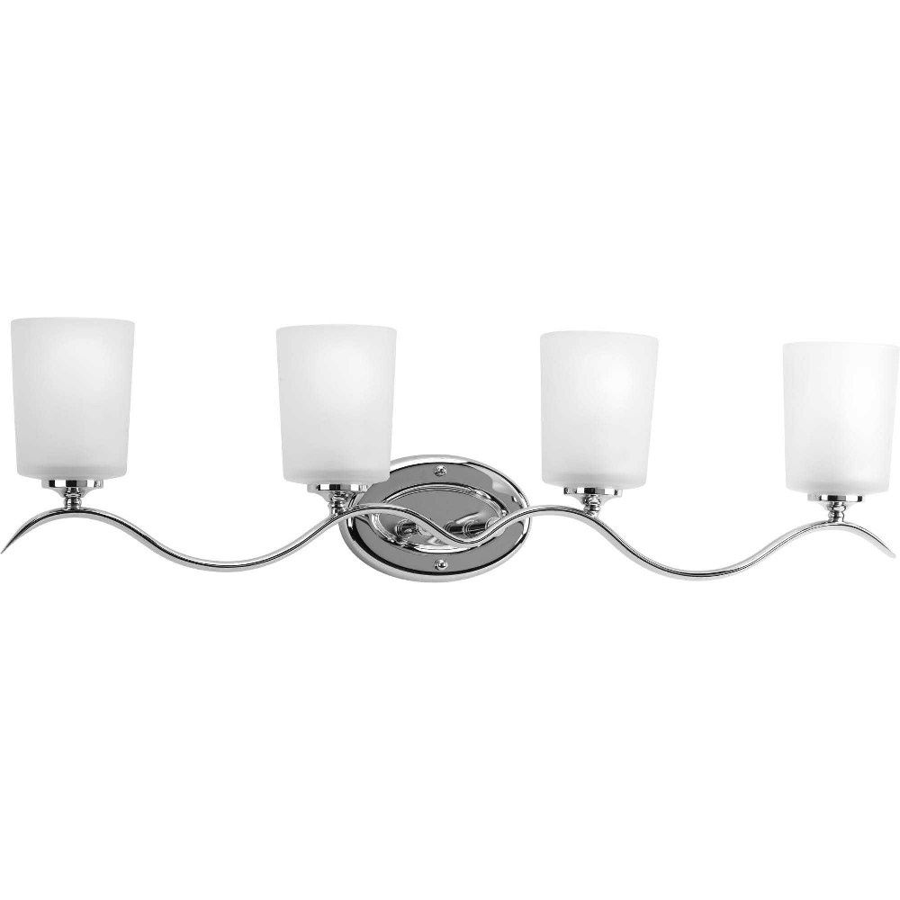 Progress Lighting-P2021-15-Inspire - 4 Light in Transitional and Traditional style - 31.38 Inches wide by 8.5 Inches high Polished Chrome  Antique Bronze Finish with White Etched Glass