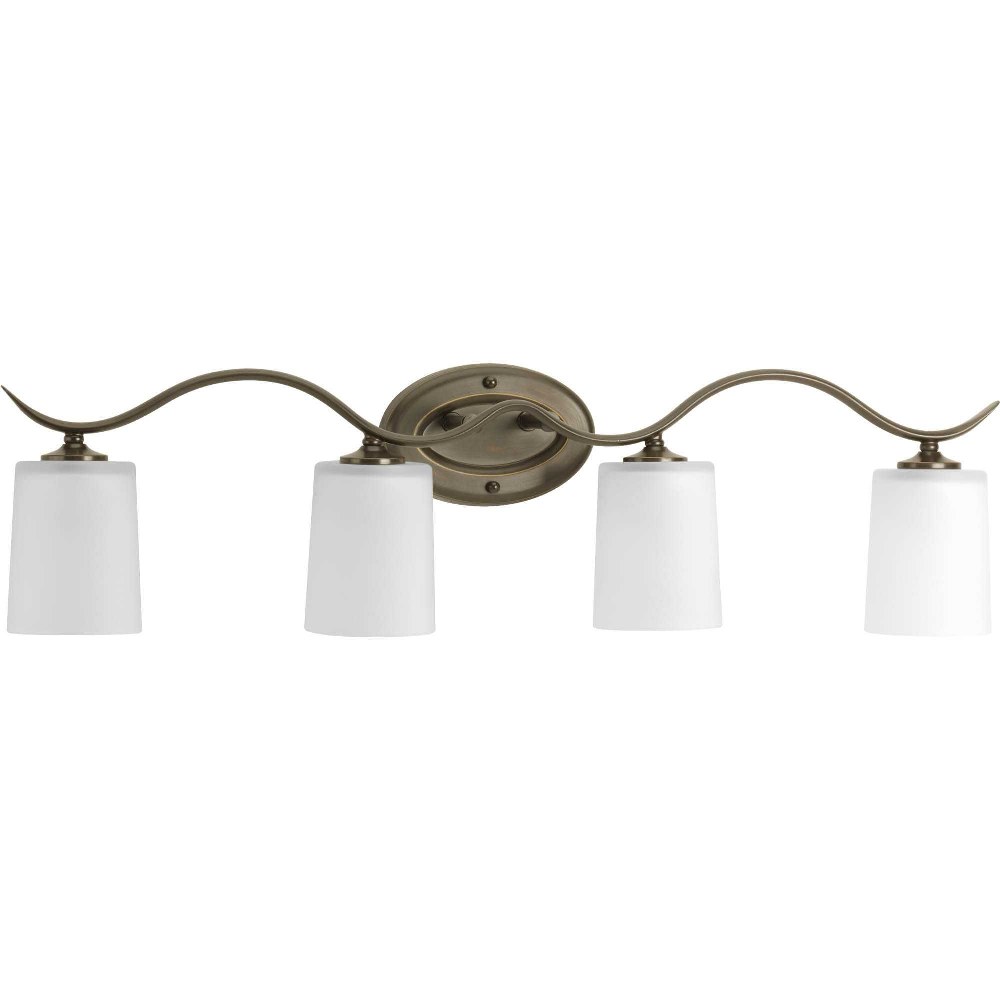 Progress Lighting-P2021-20-Inspire - 4 Light in Transitional and Traditional style - 31.38 Inches wide by 8.5 Inches high Antique Bronze  Antique Bronze Finish with White Etched Glass