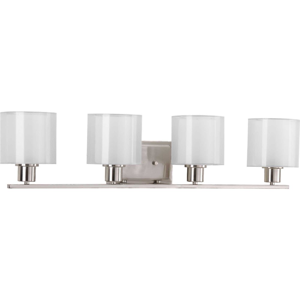 Progress Lighting-P2080-09-Invite - 4 Light in New Traditional and Transitional style - 32.5 Inches wide by 7.38 Inches high   Brushed Nickel Finish with White Silk Mylar Shade