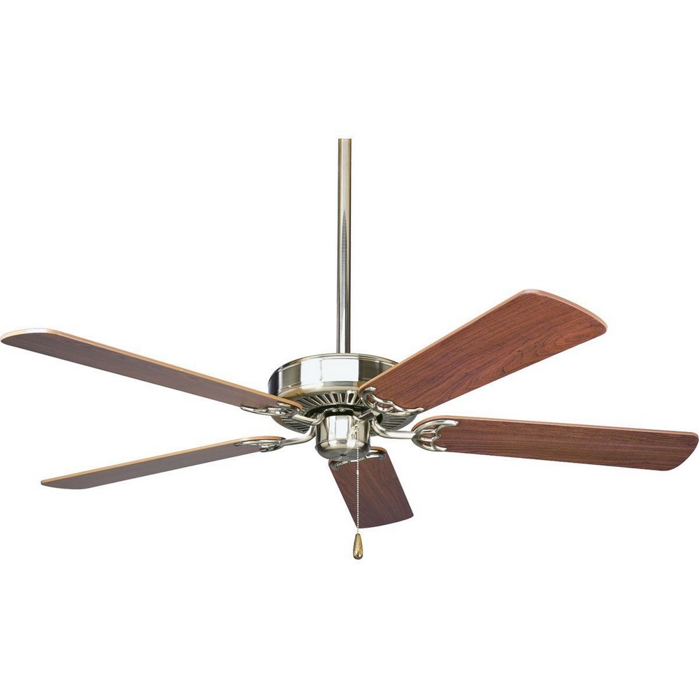 Progress Lighting-P2501-09-AirPro - Wide - Ceiling Fan in Transitional style - 52 Inches wide by 13.5 Inches high Brushed Nickel  White Finish