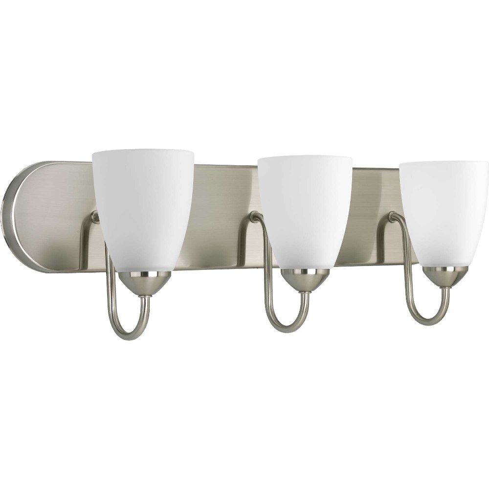 Progress Lighting-P2708-09-Gather - 24 Inch Width - 3 Light - Line Voltage - Damp Rated Brushed Nickel  Antique Bronze Finish with White Etched Glass