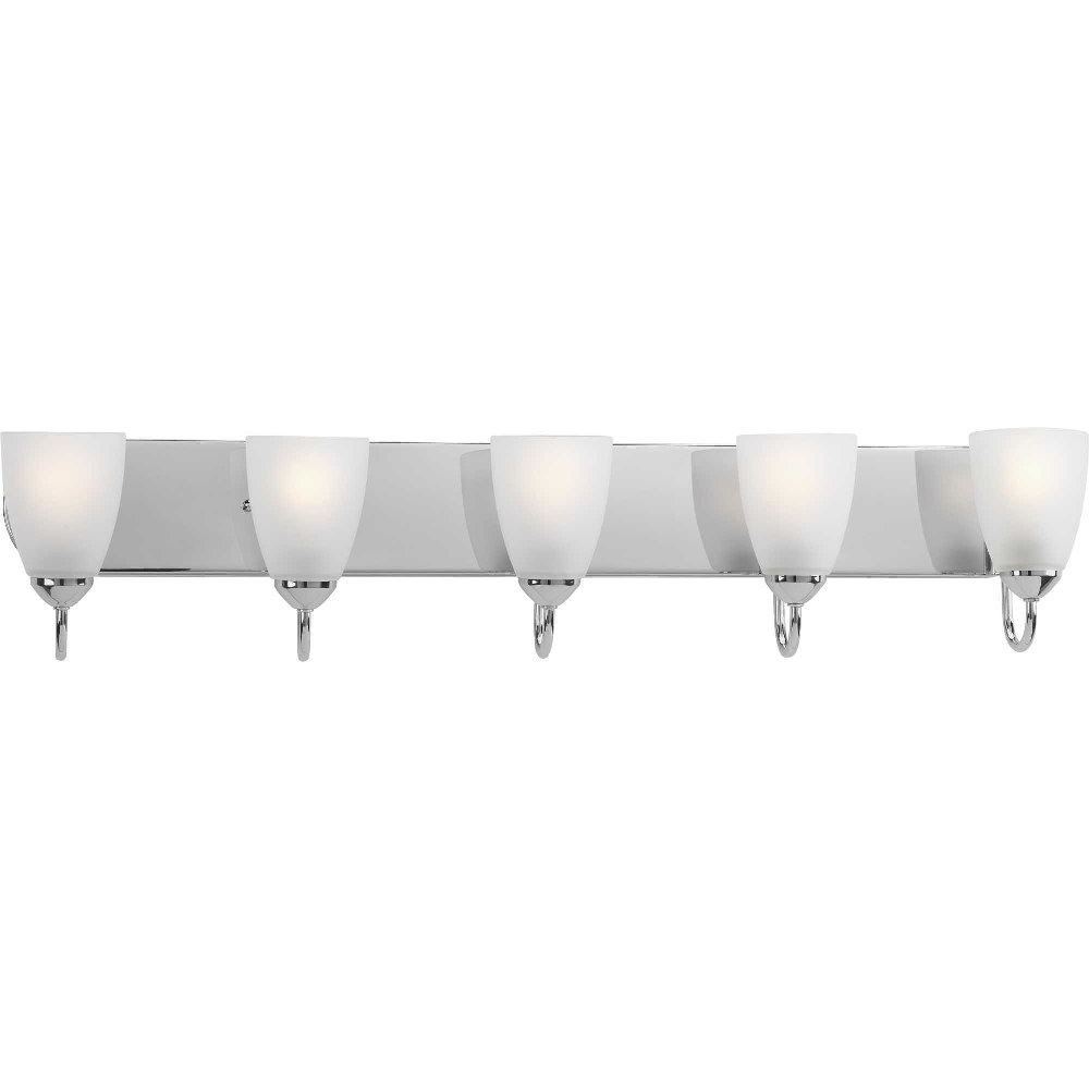 Progress Lighting-P2713-15-Gather - 5 Light in Transitional and Traditional style - 36 Inches wide by 7.5 Inches high   Polished Chrome Finish with White Etched Glass
