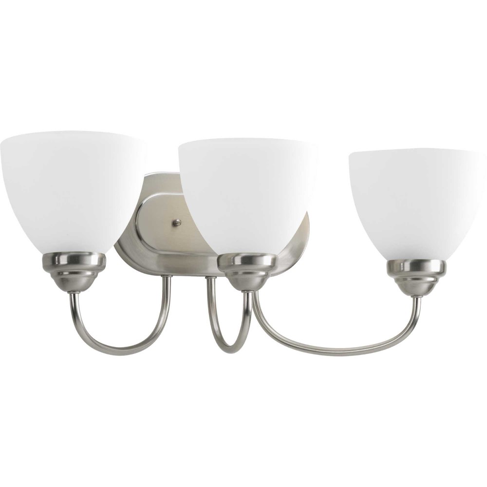Progress Lighting-P2919-09-Heart - 3 Light in Farmhouse style - 21.63 Inches wide by 8.25 Inches high   Brushed Nickel Finish with White Etched Glass