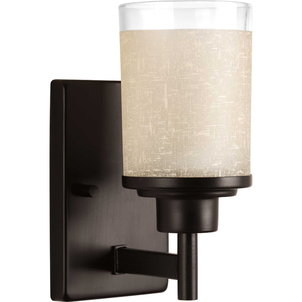 Progress Lighting-P2959-20-Alexa - 4.5 Inch Width - 1 Light - Line Voltage - Damp Rated Antique Bronze  Brushed Nickel Finish with White Linen Glass