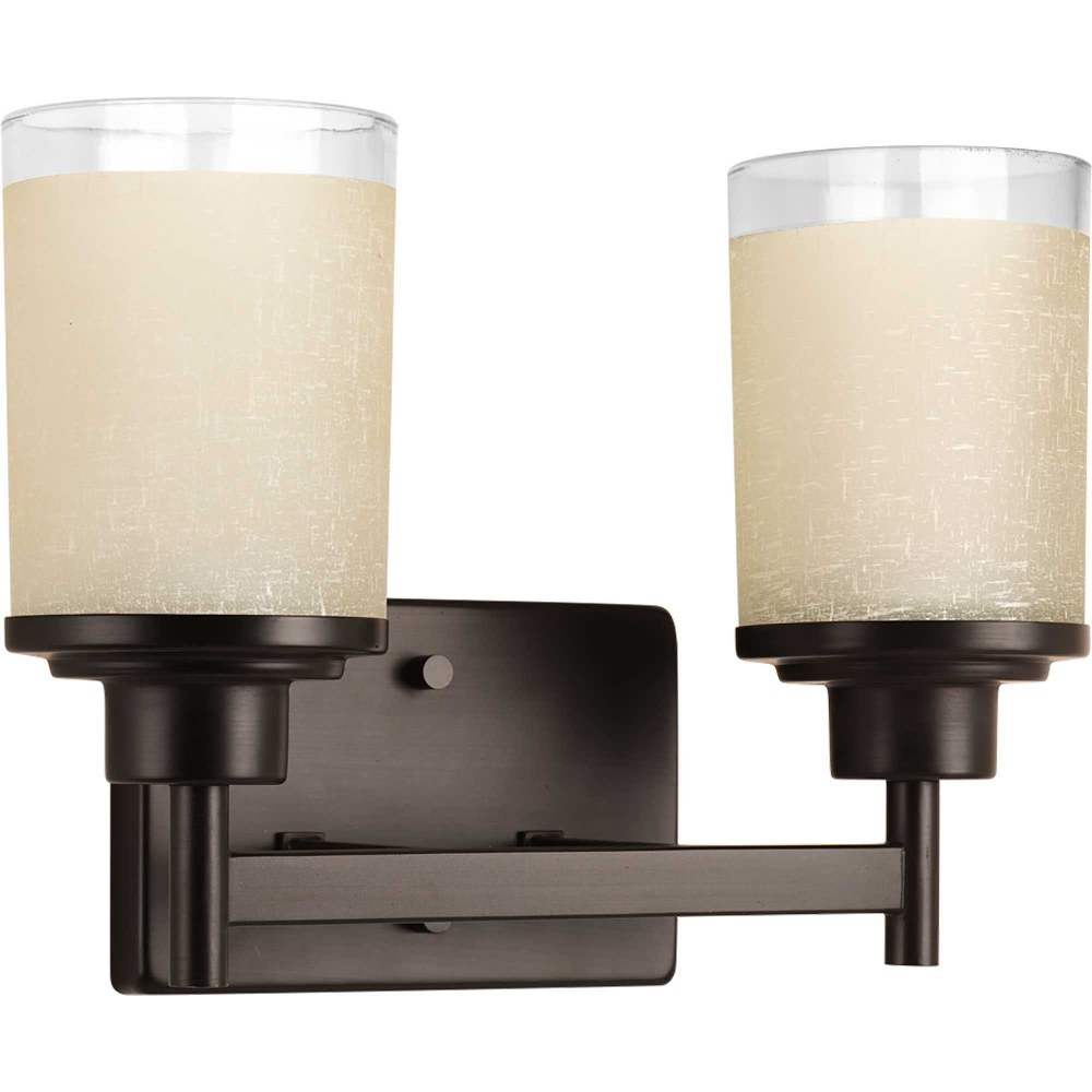 Progress Lighting-P2977-20-Alexa - 2 Light in Modern style - 13 Inches wide by 9.5 Inches high Antique Bronze  Brushed Nickel Finish with Clear Edge Glass with Linen Shade