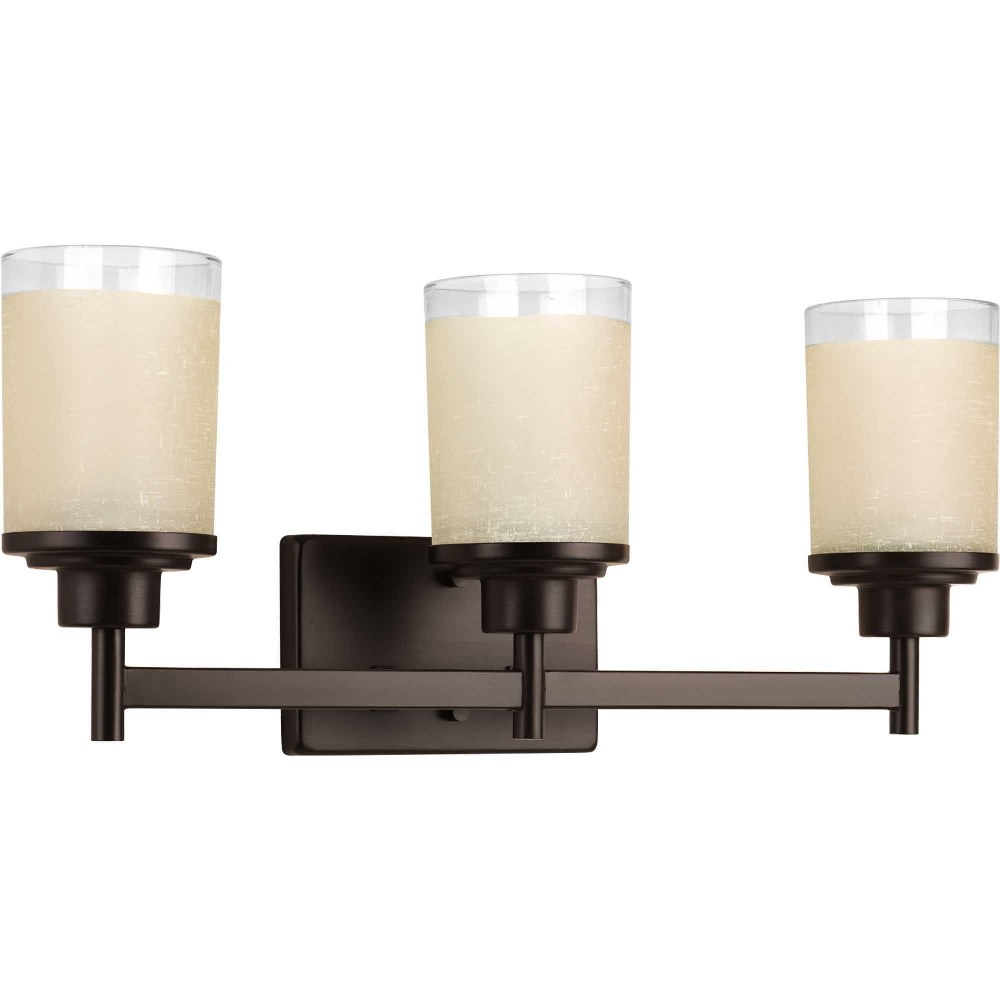 Progress Lighting-P2978-20-Alexa - 3 Light in Modern style - 22 Inches wide by 9.44 Inches high Antique Bronze  Brushed Nickel Finish with White Linen Glass