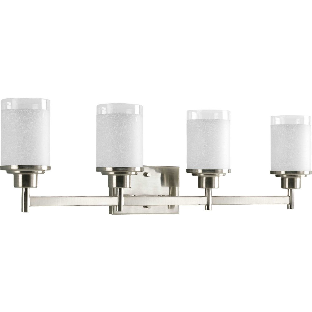 Progress Lighting-P2998-09-Alexa - 4 Light in Modern style - 31 Inches wide by 9.44 Inches high Brushed Nickel  Brushed Nickel Finish with Clear Glass with Linen Shade