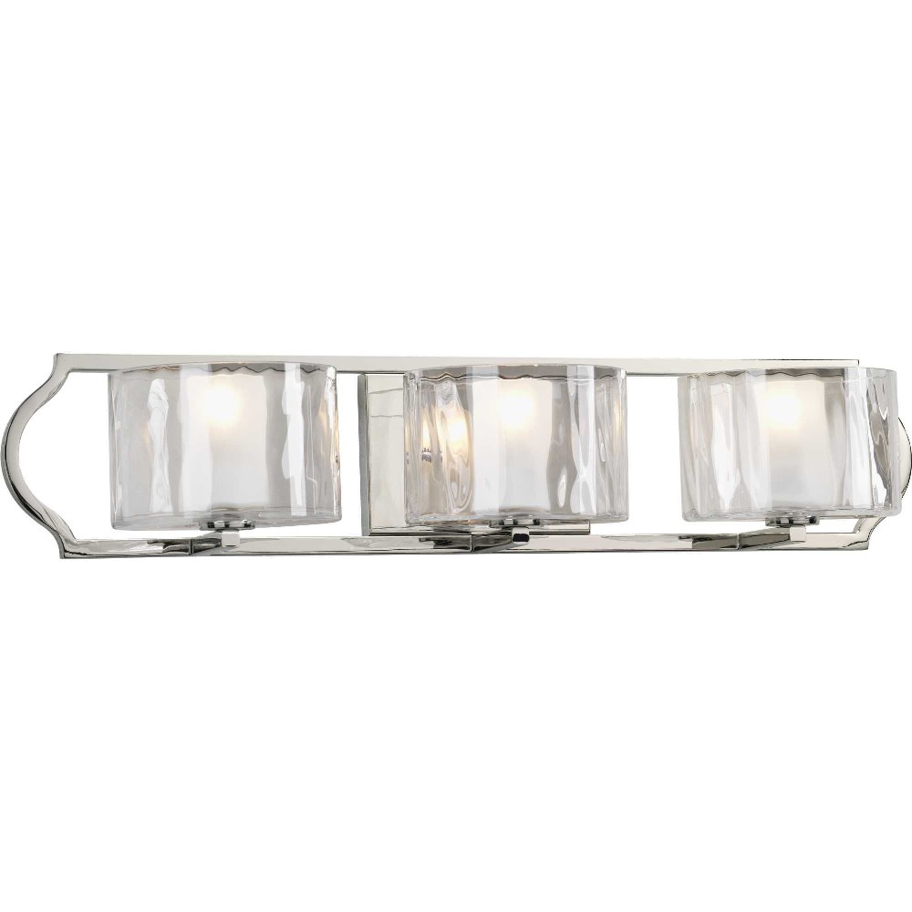 Progress Lighting-P3077-104WB-Caress - 3 Light in Luxe and New Traditional style - 26.5 Inches wide by 5.56 Inches high   Polished Nickel Finish with Clear Etched Glass