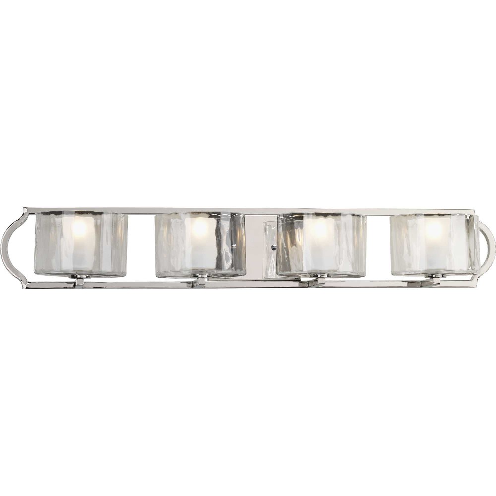 Progress Lighting-P3078-104WB-Caress - 4 Light in Luxe and New Traditional style - 34.44 Inches wide by 5.56 Inches high   Polished Nickel Finish with Etched Glass