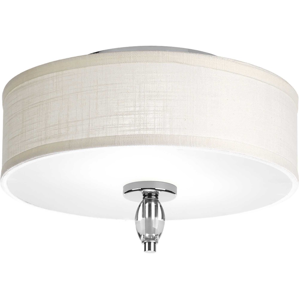 Progress Lighting-P3402-15-Status - Close-to-Ceiling Light - 2 Light in Coastal style - 13 Inches wide by 8 Inches high   Polished Chrome Finish with White Textured Linen Shade