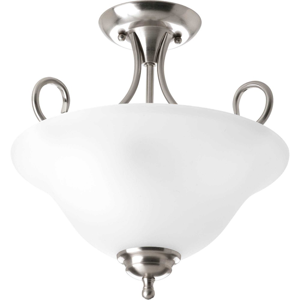 Progress Lighting-P3460-09ET-Melon - Close-to-Ceiling Light - 2 Light - Bowl Shade in Transitional and Traditional style - 13.25 Inches wide by 13.63 Inches high Brushed Nickel Etched Antique Bronze F