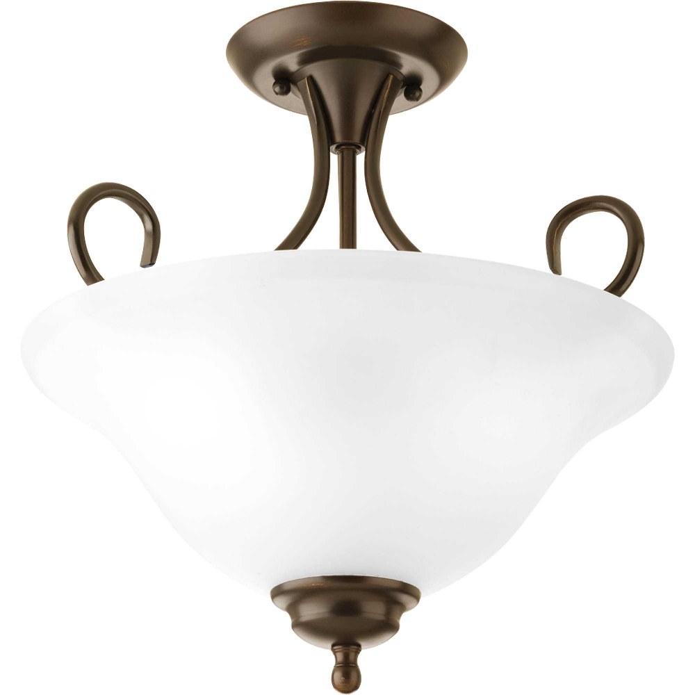 Progress Lighting-P3460-20ET-Melon - Close-to-Ceiling Light - 2 Light - Bowl Shade in Transitional and Traditional style - 13.25 Inches wide by 13.63 Inches high   Antique Bronze Finish