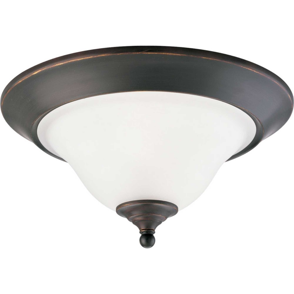 Progress Lighting-P3476-20-Trinity - Close-to-Ceiling Light - 2 Light - Bowl Shade in Transitional and Traditional style - 15 Inches wide by 7.5 Inches high Antique Bronze  Brushed Nickel Finish with Etched Glass