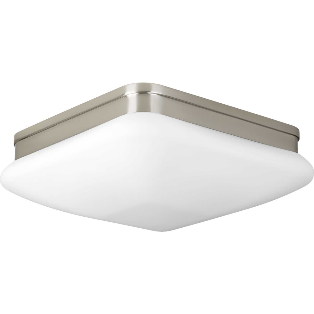 Progress Lighting-P3511-09-Appeal - Close-to-Ceiling Light - 2 Light - Square Shade in Modern style - 11 Inches wide by 3.75 Inches high Brushed Nickel  Antique Bronze Finish with Etched Opal Glass