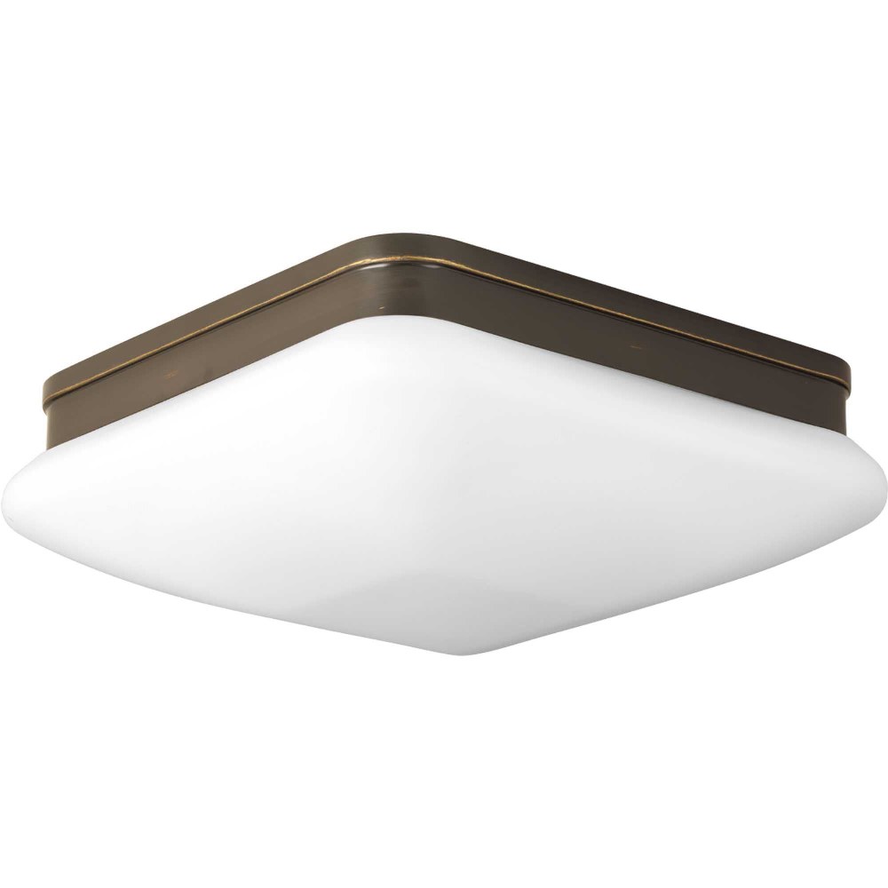 Progress Lighting-P3511-20-Appeal - Close-to-Ceiling Light - 2 Light - Square Shade in Modern style - 11 Inches wide by 3.75 Inches high Antique Bronze  Antique Bronze Finish with Etched Opal Glass