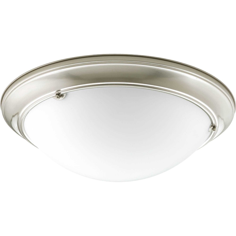 Progress Lighting-P3563-09-Eclipse - Close-to-Ceiling Light - 3 Light - Bowl Shade in Modern style - 19.38 Inches wide by 5.5 Inches high   Brushed Nickel Finish with Satin White Glass