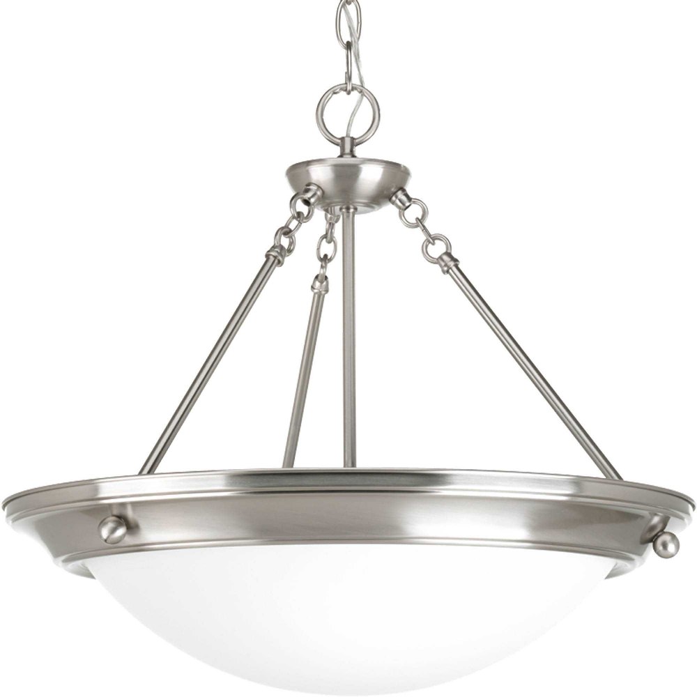 Progress Lighting-P3573-09-Eclipse - 3 Light - Bowl Shade in Modern style - 19.38 Inches wide by 17 Inches high   Brushed Nickel Finish with Satin White Glass
