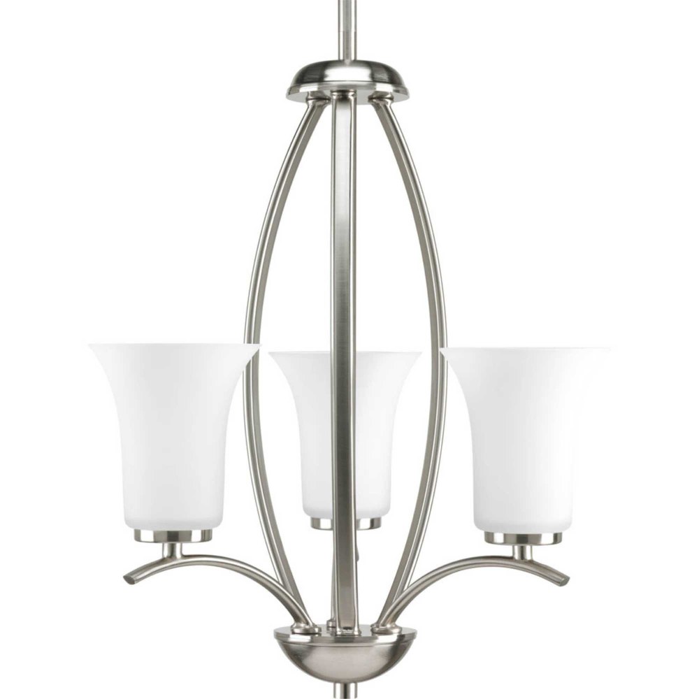 Progress Lighting-P3587-09-Joy - 3 Light in Transitional and Traditional style - 14.63 Inches wide by 17 Inches high Brushed Nickel Etched White Brushed Nickel Finish with White Etched Glass