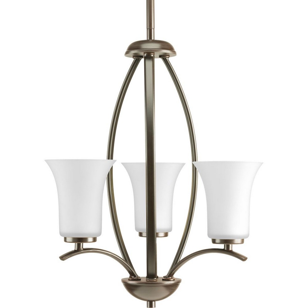 Progress Lighting-P3587-20W-Joy - 3 Light in Transitional and Traditional style - 14.63 Inches wide by 17 Inches high Antique Bronze Etched White Brushed Nickel Finish with White Etched Glass