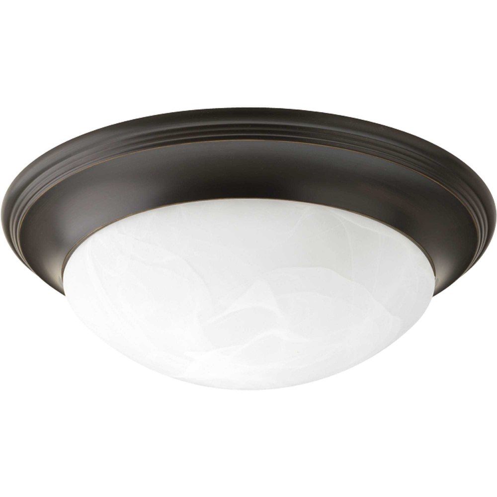 Progress Lighting-P3688-20-Alabaster Glass - Close-to-Ceiling Light - 1 Light - Bowl Shade in Transitional and Traditional style - 11.5 Inches wide by 3.75 Inches high   Antique Bronze Finish with Ala