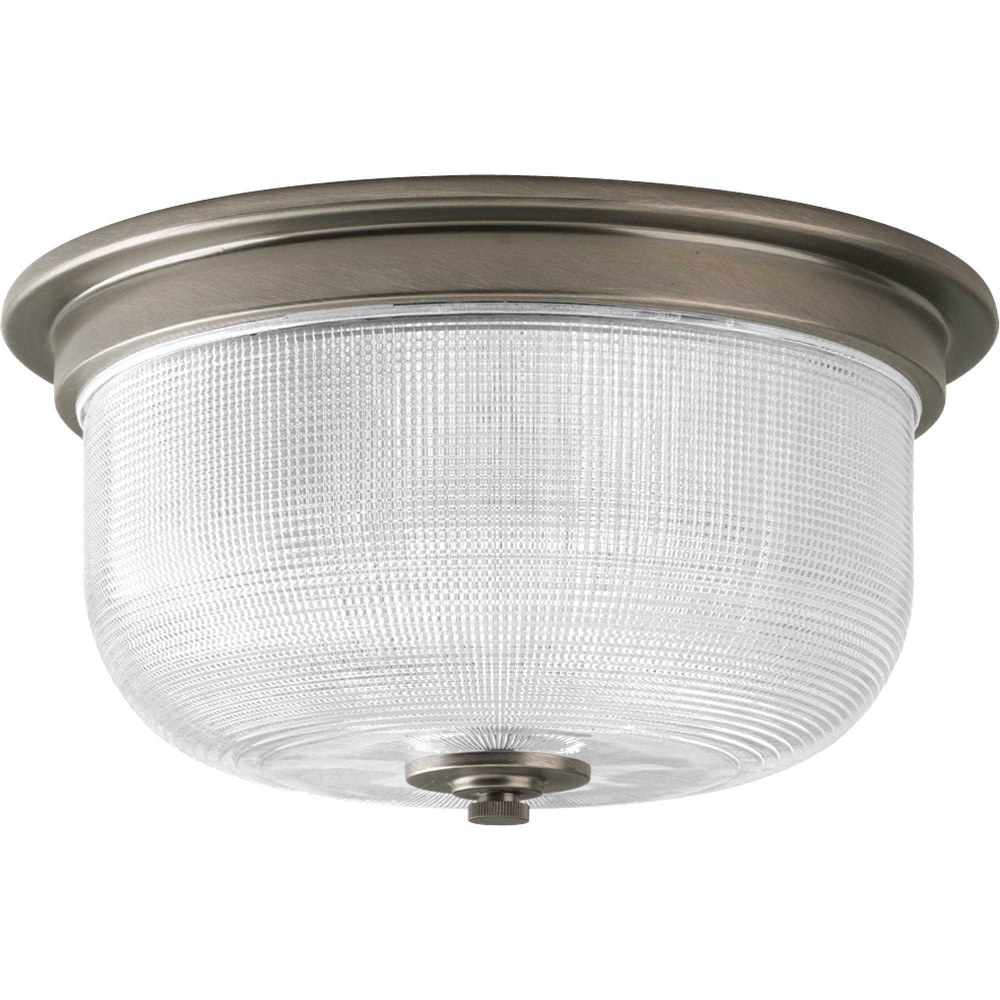 Progress Lighting-P3740-81-Archie - Close-to-Ceiling Light - 2 Light - Bowl Shade in Coastal style - 12.38 Inches wide by 6.25 Inches high   Antique Nickel Finish with Clear Prismatic Glass
