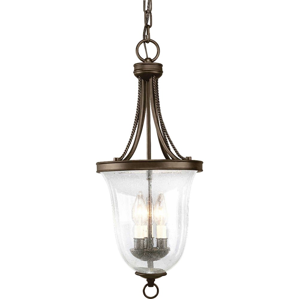 Progress Lighting-P3753-20-Seeded Glass - 3 Light - Bowl Shade in New Traditional and Transitional style - 9.75 Inches wide by 24.5 Inches high   Antique Bronze Finish with Seeded Glass