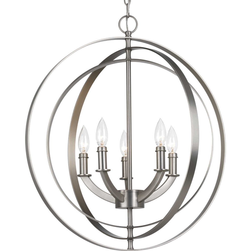 Progress Lighting-P3841-126-Equinox - Pendants Light - 5 Light in New Traditional and Transitional style - 22 Inches wide by 24.38 Inches high Burnished Silver  Antique Bronze Finish