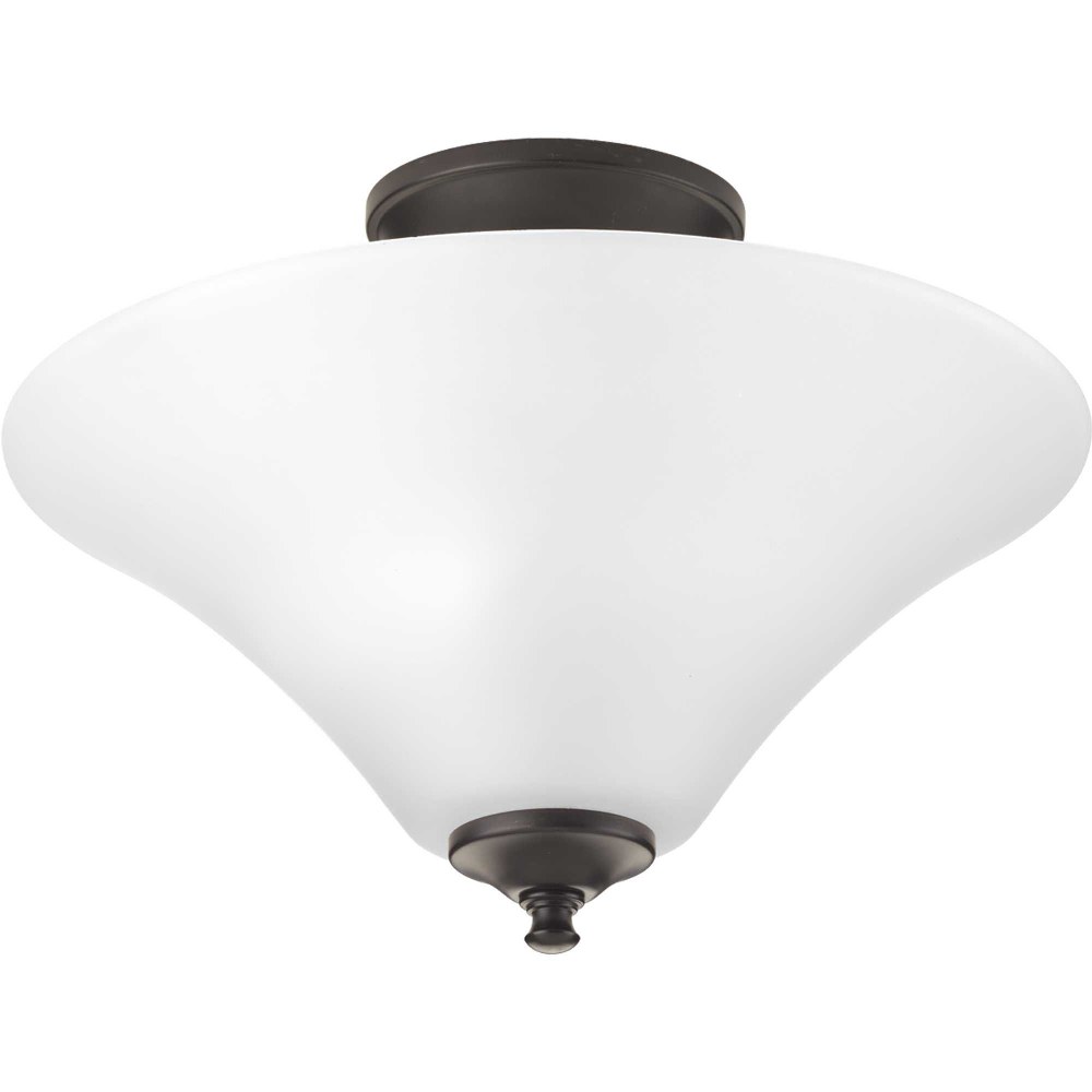 Progress Lighting-P3855-20W-Joy - Close-to-Ceiling Light - 2 Light - Cone Shade in Transitional and Traditional style - 13.31 Inches wide by 9.56 Inches high Antique Bronze  Brushed Nickel Finish with