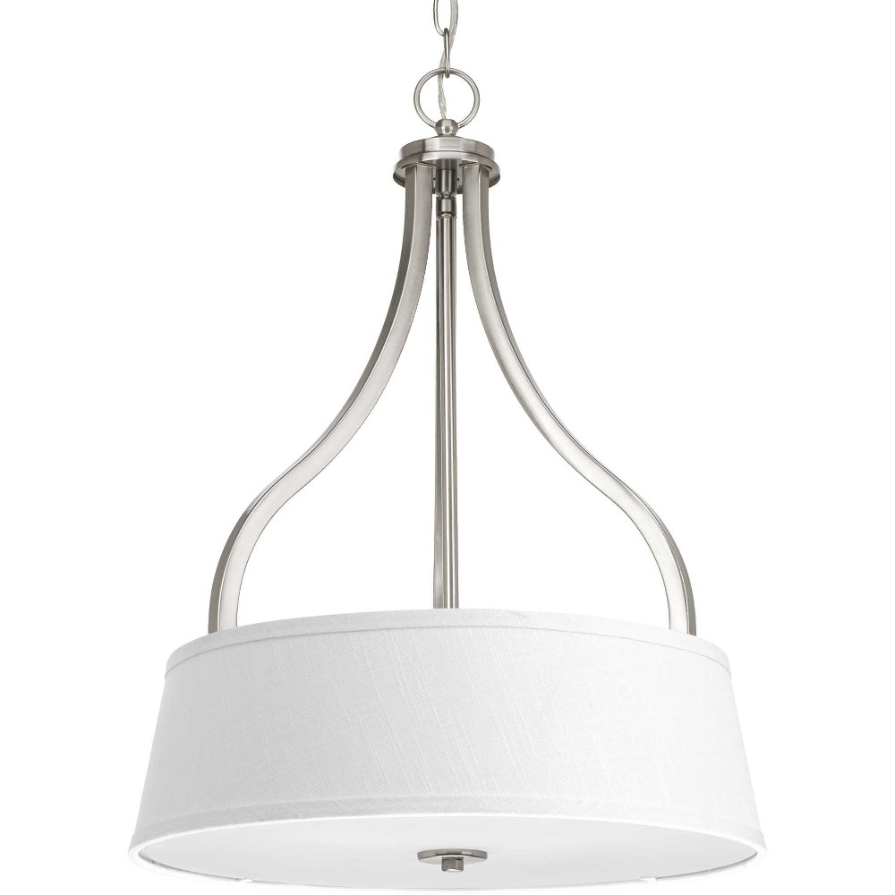 Progress Lighting-P3905-09-Arden - 3 Light in Farmhouse style - 18.13 Inches wide by 24.63 Inches high Brushed Nickel  Antique Bronze Finish with Etched Glass with Summer Linen Shade