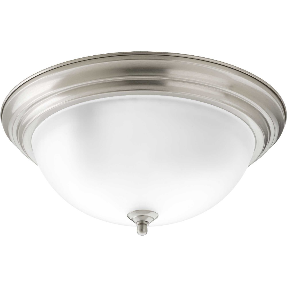 Progress Lighting-P3926-09ET-Dome Glass CTC - 6.625 Inch Height - Close-to-Ceiling Light - 3 Light - Bowl Shade - Line Voltage - Damp Rated   Brushed Nickel Finish