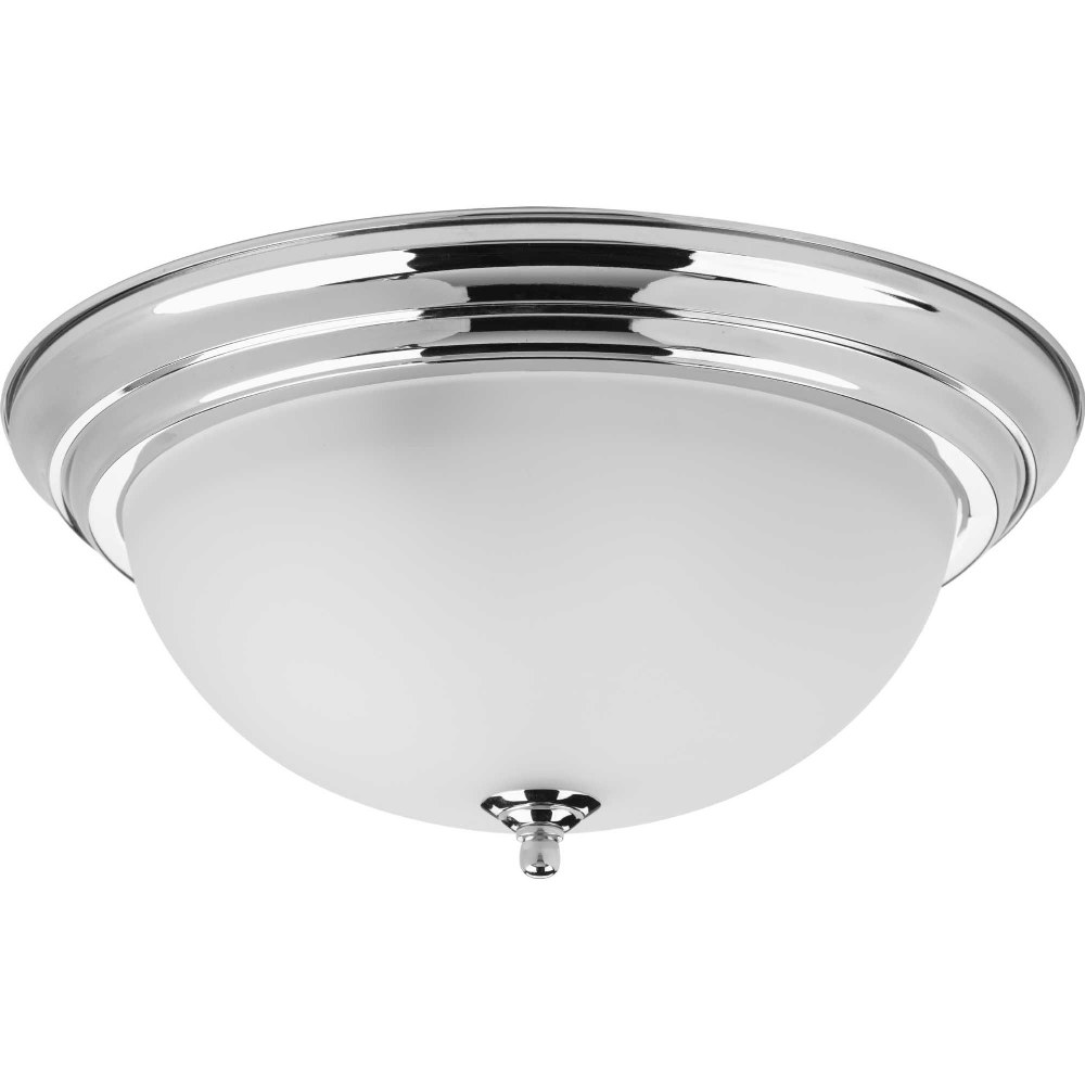 Progress Lighting-P3926-15ET-Dome Glass - Close-to-Ceiling Light - 3 Light - Bowl Shade in Traditional style - 15.25 Inches wide by 6.63 Inches high Polished Chrome Etched White Finish with Faux Rock 