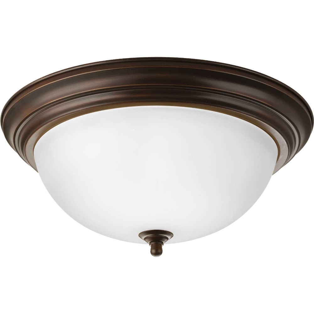 Progress Lighting-P3926-20ET-Dome Glass - Close-to-Ceiling Light - 3 Light - Bowl Shade in Traditional style - 15.25 Inches wide by 6.63 Inches high Antique Bronze Etched White Finish with Faux Rock C