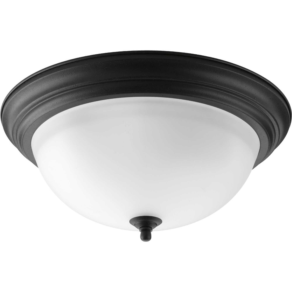 Progress Lighting-P3926-80-Dome Glass CTC - Close-to-Ceiling Light - 3 Light - Bowl Shade in Traditional style - 15.25 Inches wide by 6.63 Inches high   Forged Black Finish with Etched Glass