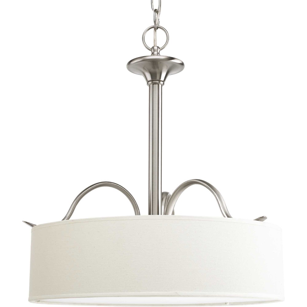 Progress Lighting-P3931-09-Inspire - Pendants Light - 3 Light in Transitional and Traditional style - 19 Inches wide by 21.5 Inches high Brushed Nickel  Antique Bronze Finish with White Acrylic Glass 