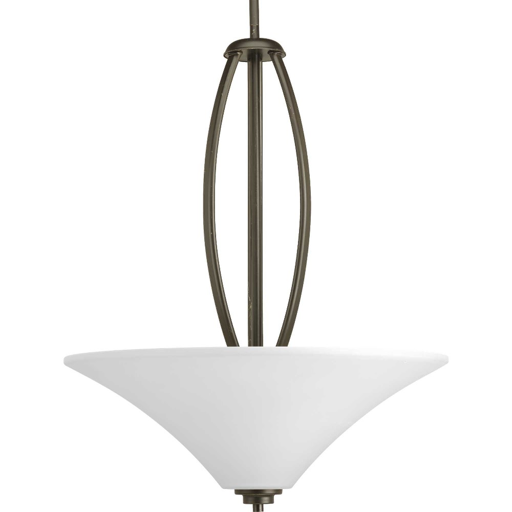 Progress Lighting-P3951-20W-Joy - Pendants Light - 3 Light - Bowl Shade in Transitional and Traditional style - 19.5 Inches wide by 24.75 Inches high Antique Bronze  Brushed Nickel Finish with White E