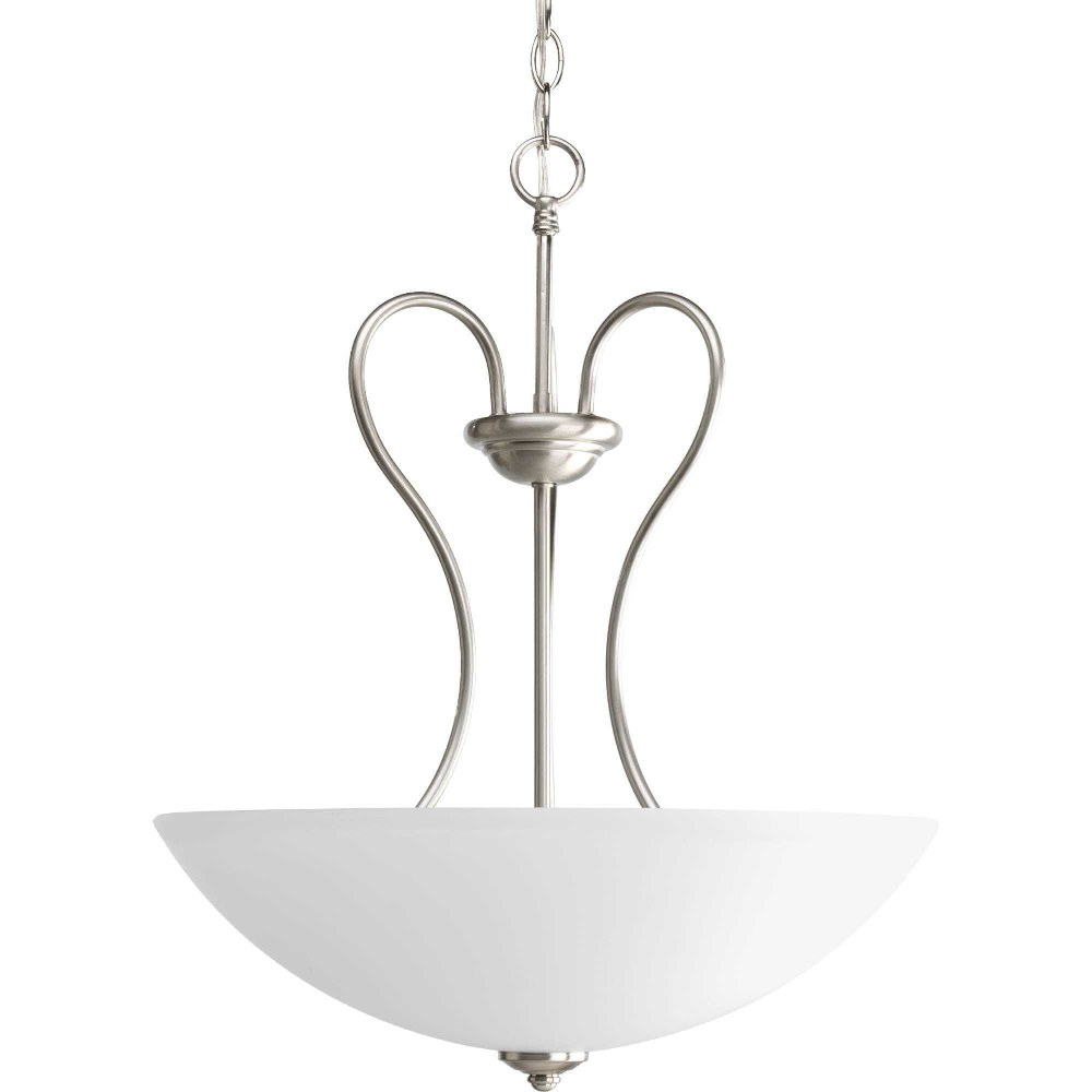 Progress Lighting-P3955-09-Heart - 3 Light - Bowl Shade in Farmhouse style - 17.75 Inches wide by 21.75 Inches high Brushed Nickel  Antique Bronze Finish with Etched Glass