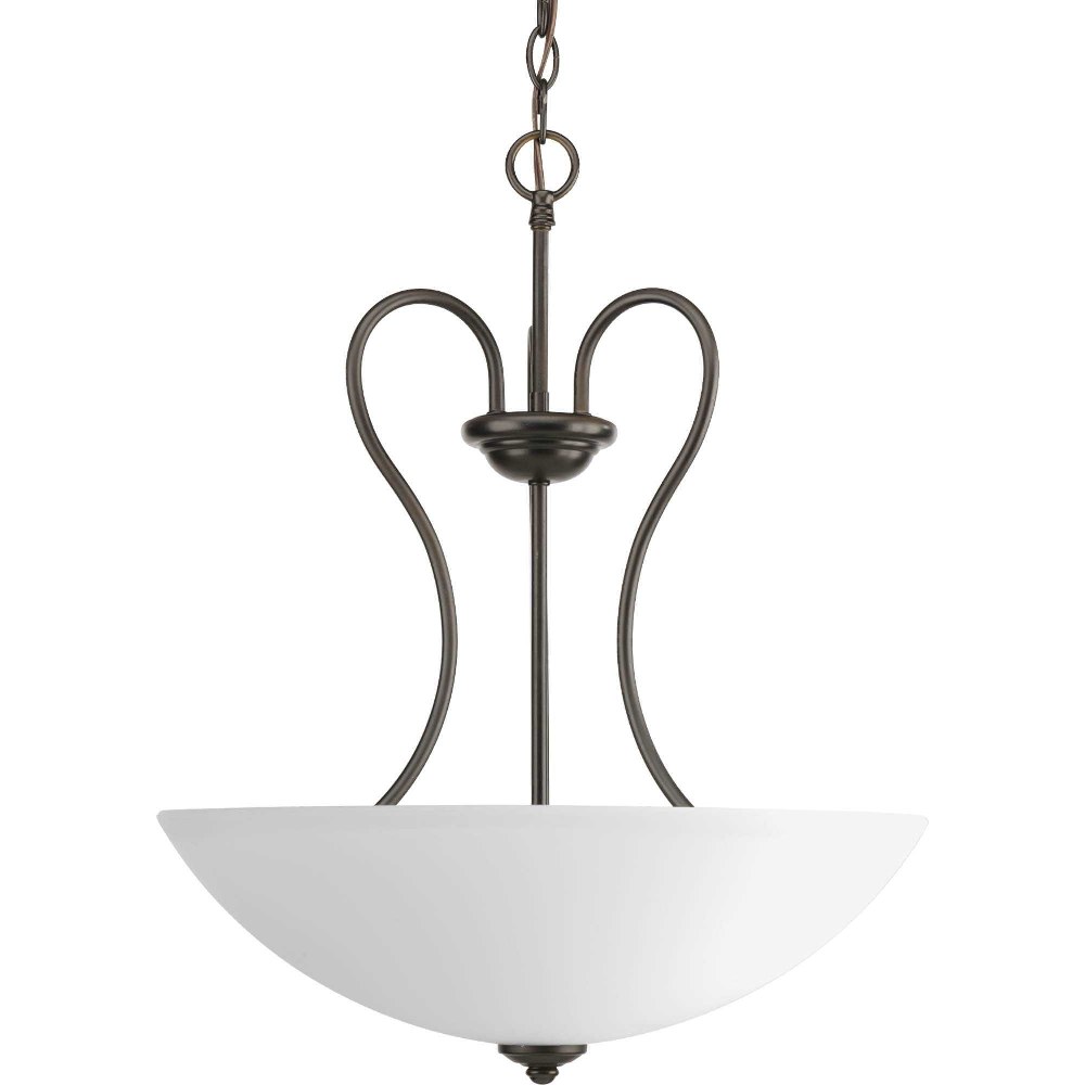 Progress Lighting-P3955-20-Heart - 3 Light - Bowl Shade in Farmhouse style - 17.75 Inches wide by 21.75 Inches high Antique Bronze  Antique Bronze Finish with Etched Glass