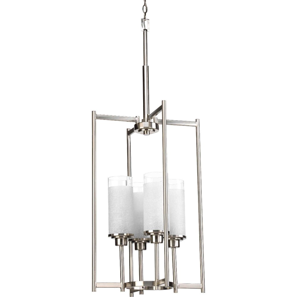 Progress Lighting-P3977-09-Alexa - 4 Light in Modern style - 18 Inches wide by 44.38 Inches high   Brushed Nickel Finish with White Linen Glass