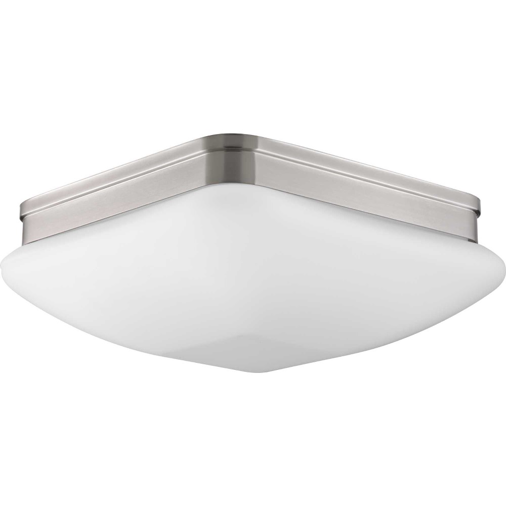 Progress Lighting-P3992-09-Appeal - Close-to-Ceiling Light - 3 Light - Square Shade in Modern style - 13 Inches wide by 5 Inches high Brushed Nickel  Antique Bronze Finish with Etched Opal Glass