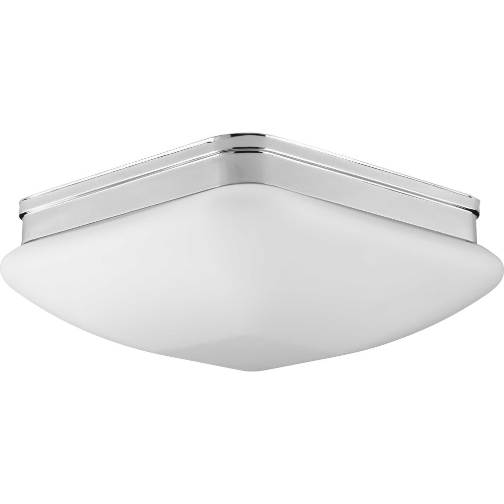 Progress Lighting-P3992-15-Appeal - Close-to-Ceiling Light - 3 Light - Square Shade in Modern style - 13 Inches wide by 5 Inches high Polished Chrome  Antique Bronze Finish with Etched Opal Glass