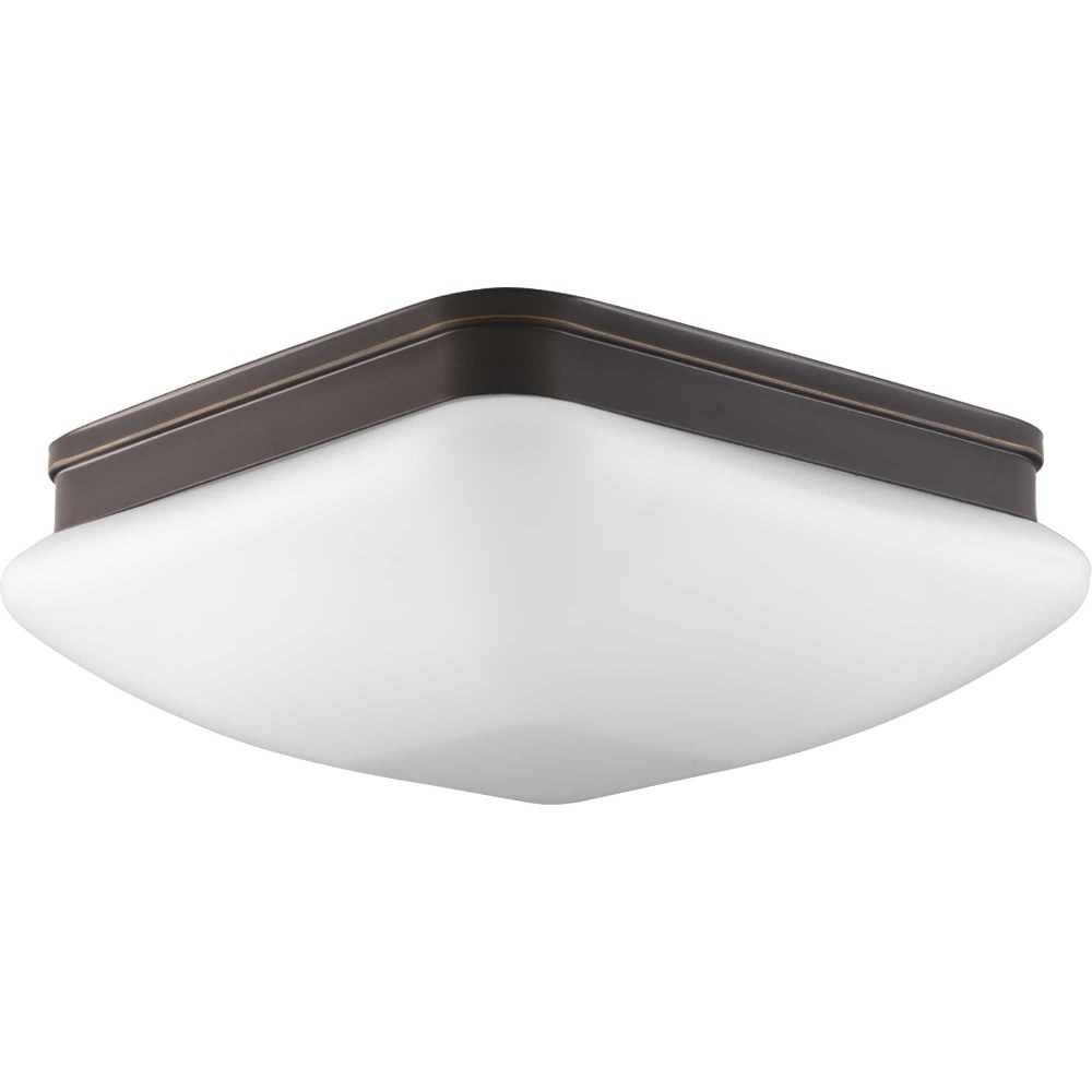 Progress Lighting-P3992-20-Appeal - Close-to-Ceiling Light - 3 Light - Square Shade in Modern style - 13 Inches wide by 5 Inches high Antique Bronze  Antique Bronze Finish with Etched Opal Glass