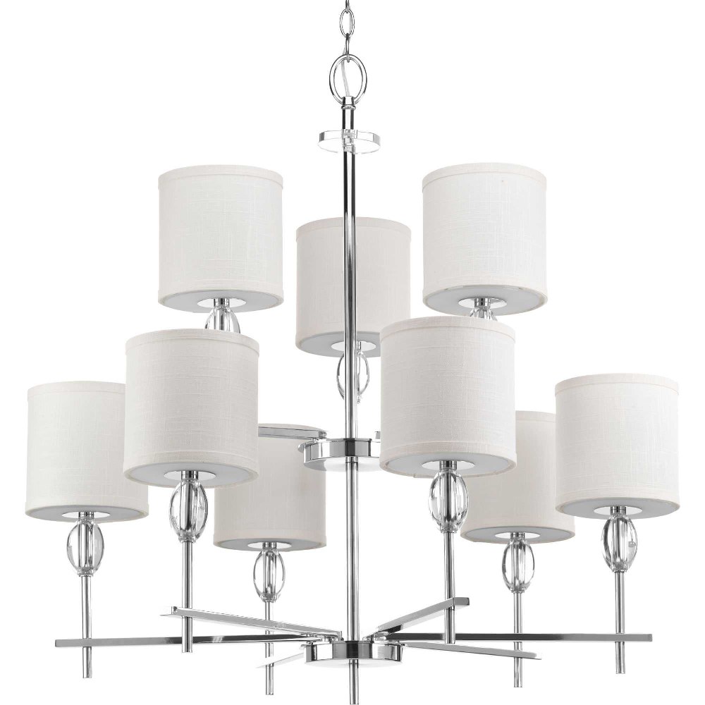 Progress Lighting-P4142-15-Status - Chandeliers Light - 9 Light in Coastal style - 32 Inches wide by 33.13 Inches high   Polished Chrome Finish with White Glass