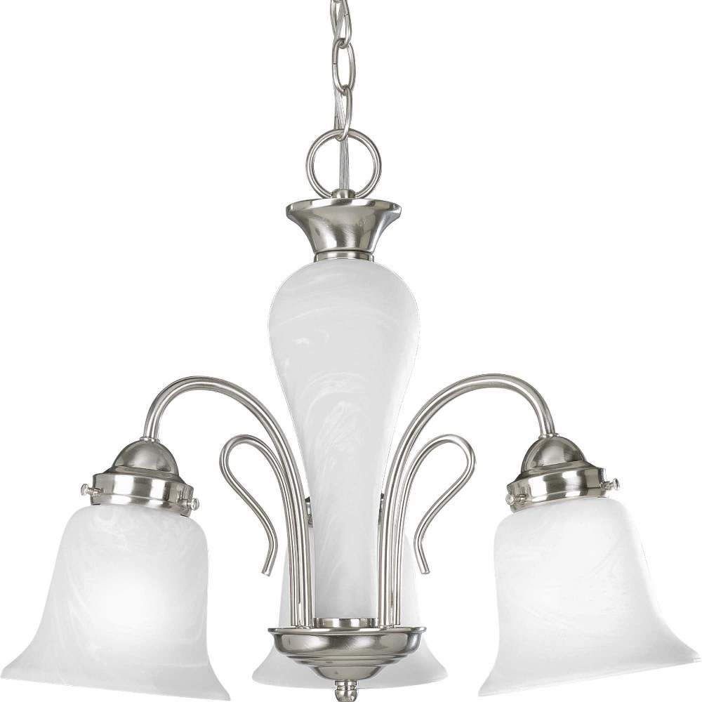 Progress Lighting-P4390-09-Bedford - Chandeliers Light - 3 Light in Traditional style - 19.75 Inches wide by 15.75 Inches high   Brushed Nickel Finish with Etched Alabaster Glass