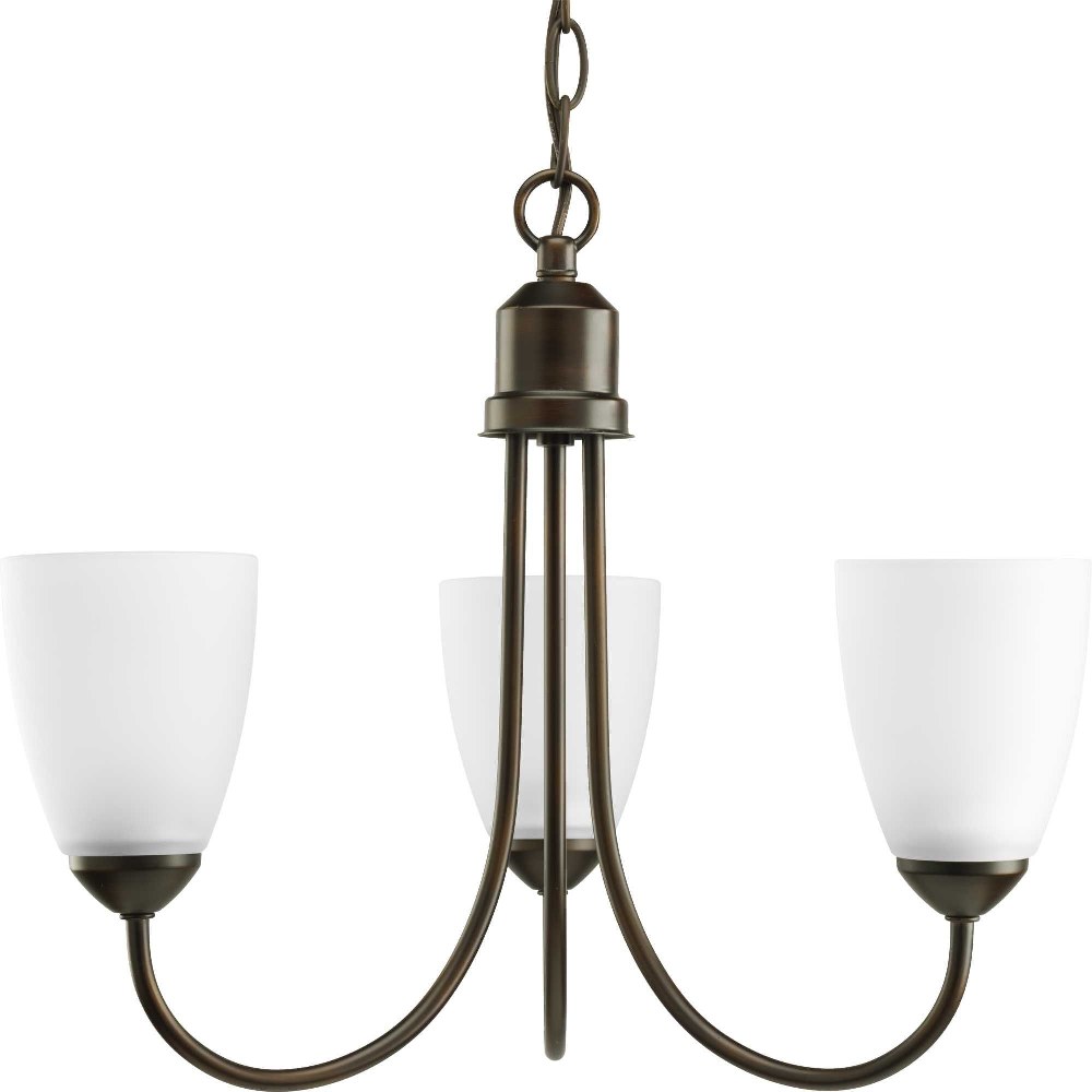 Progress Lighting-P4440-20-Gather - 15 Inch Height - Chandeliers Light - 3 Light - Line Voltage Antique Bronze  Antique Bronze Finish with Etched Glass