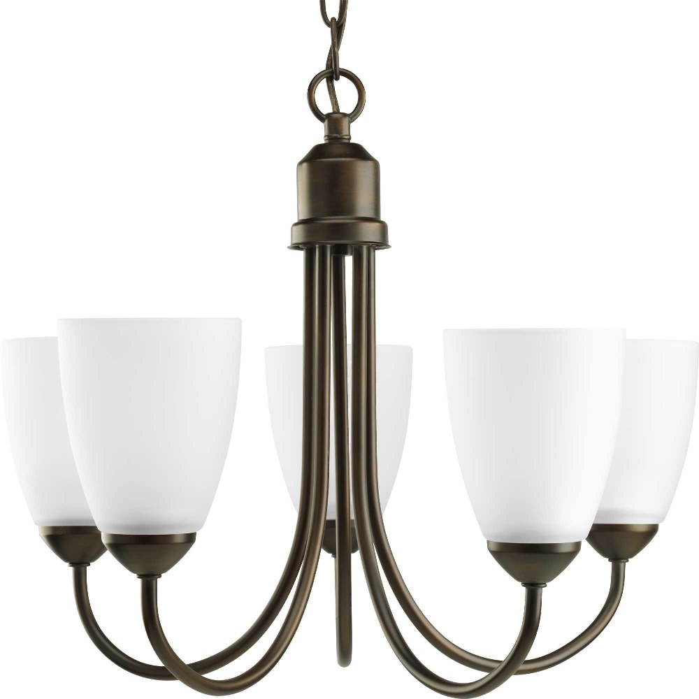 Progress Lighting-P4441-20-Gather - Chandeliers Light - 5 Light in Transitional and Traditional style - 20.5 Inches wide by 15 Inches high Antique Bronze  Antique Bronze Finish with Etched Glass