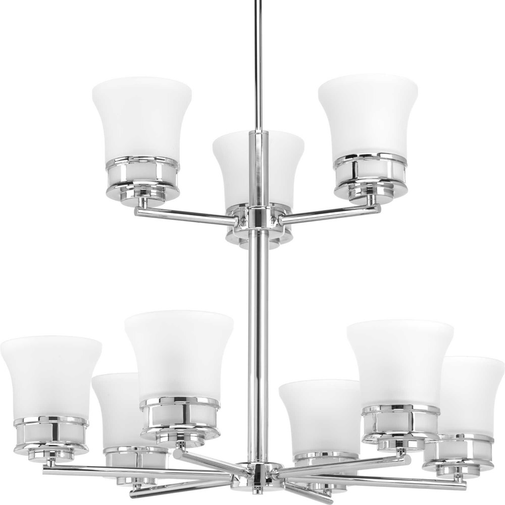 Progress Lighting-P4614-15-Cascadia - Chandeliers Light - 9 Light in Coastal style - 30 Inches wide by 21.88 Inches high Polished Chrome  Antique Bronze Finish with Etched Glass