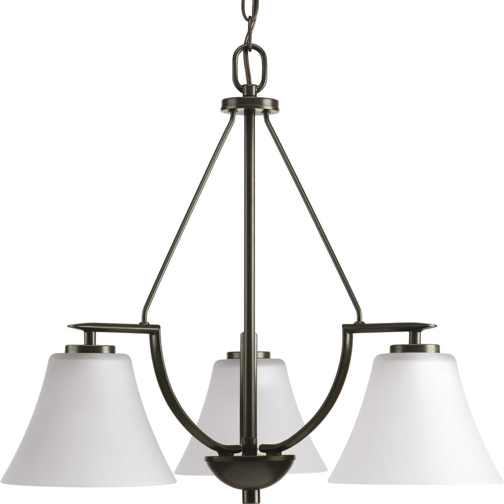 Progress Lighting-P4621-20W-Bravo - Chandeliers Light - 3 Light in Modern style - 23 Inches wide by 20.13 Inches high Antique Bronze  Brushed Nickel Finish with White Etched Glass