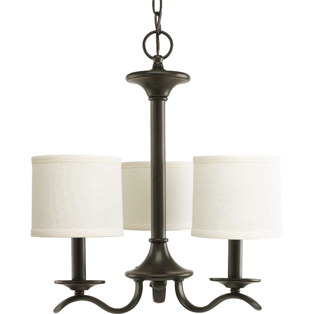 Progress Lighting-P4632-20-Inspire - Chandeliers Light - 3 Light - Drum Shade in Transitional and Traditional style - 16.81 Inches wide by 18 Inches high Antique Bronze  Antique Bronze Finish withWhit