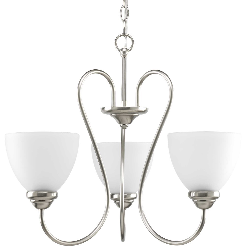 Progress Lighting-P4664-09-Heart - Chandeliers Light - 3 Light in Farmhouse style - 21.69 Inches wide by 18 Inches high Brushed Nickel  Antique Bronze Finish with Etched Opal Glass